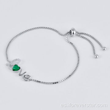 Joyería de venta caliente S925 Pulsera ajustable de plata Emeraldas